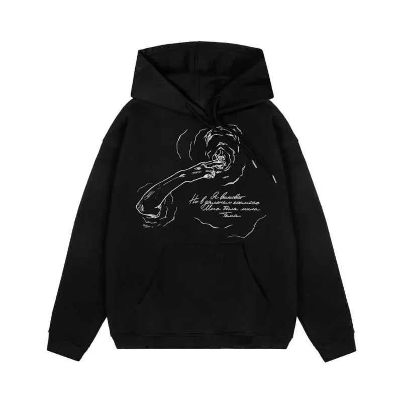 Y2K Smoking Portrait Graphic Hoodie