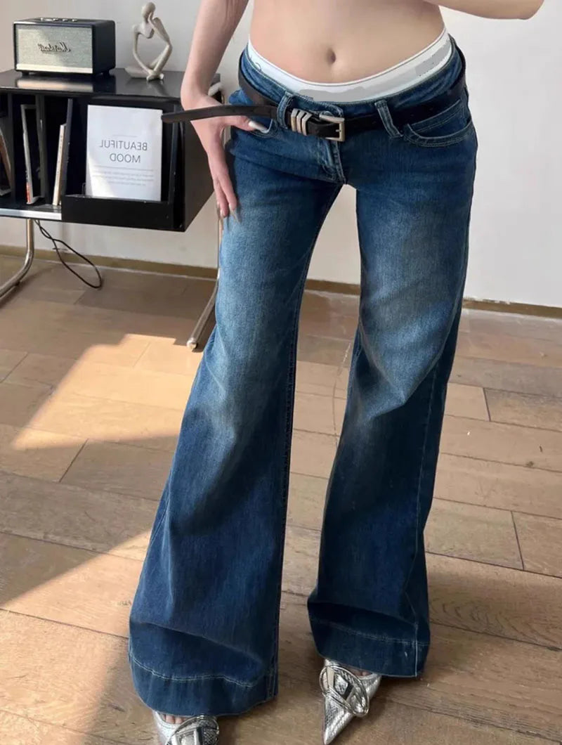 Y2K Streetwear Low Waist Flared Jeans