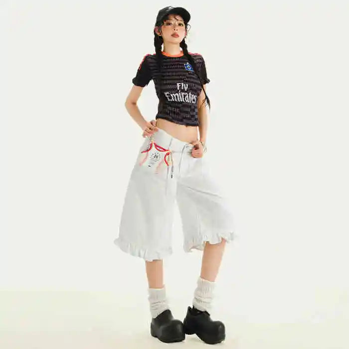 Y2K Streetwear Womens Denim Shorts Jorts