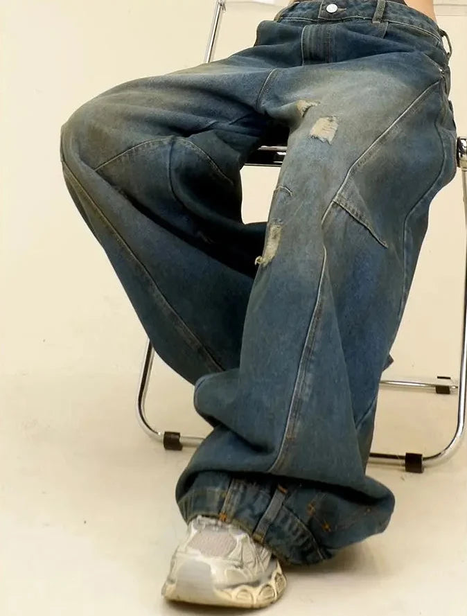 Y2K Super Baggy Distressed Womens Jeans
