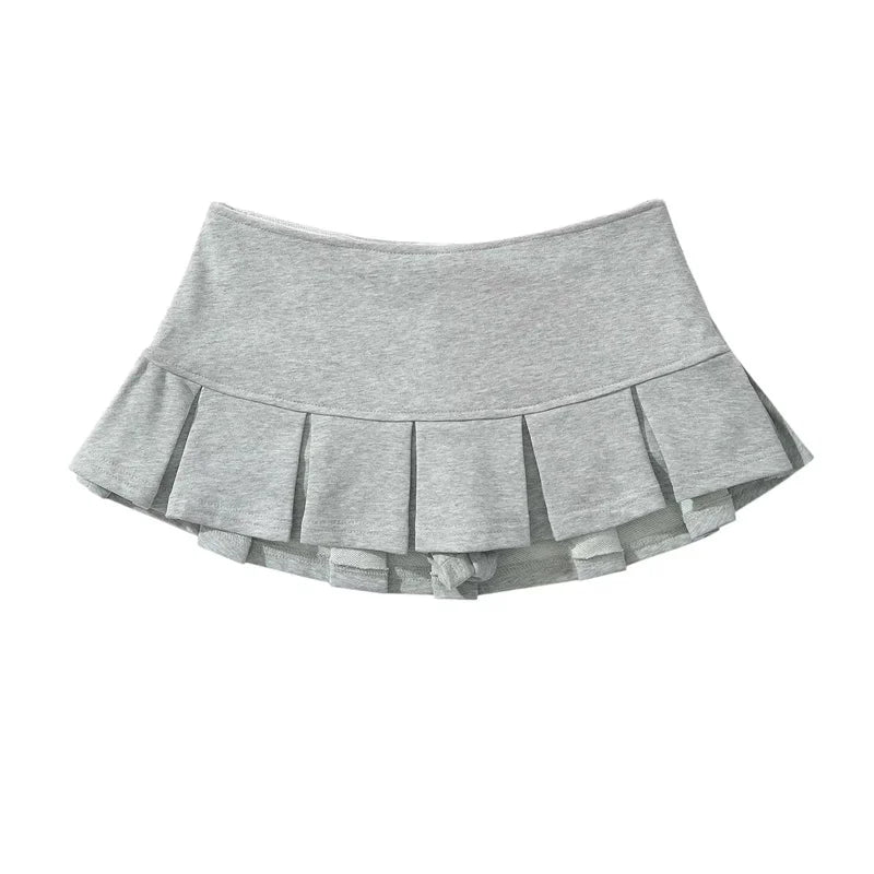 Y2K Terry Fabric Low Waist Pleated Micro Mini Skirt