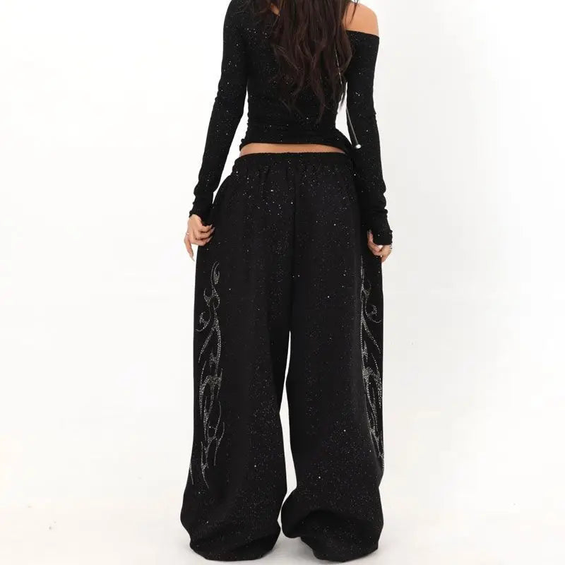 Y2K Tribal Rhinestone Oversized Sweatpants Joggers Trousers