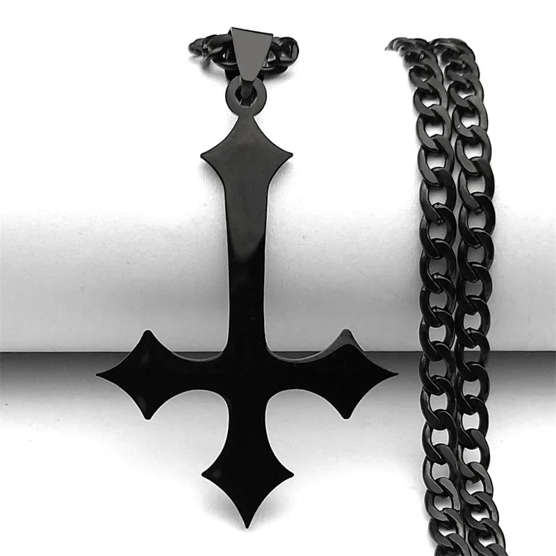 Y2K Upside Down Cross Pendant Necklace