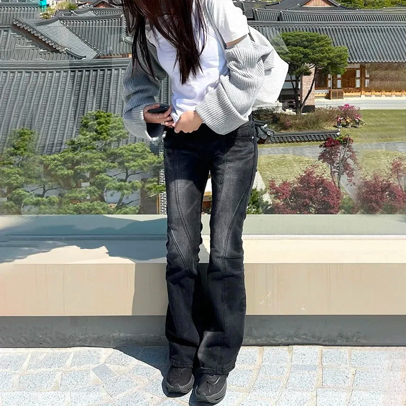 Y2K Vintage Distressed Low Waist Grunge Flared Jeans