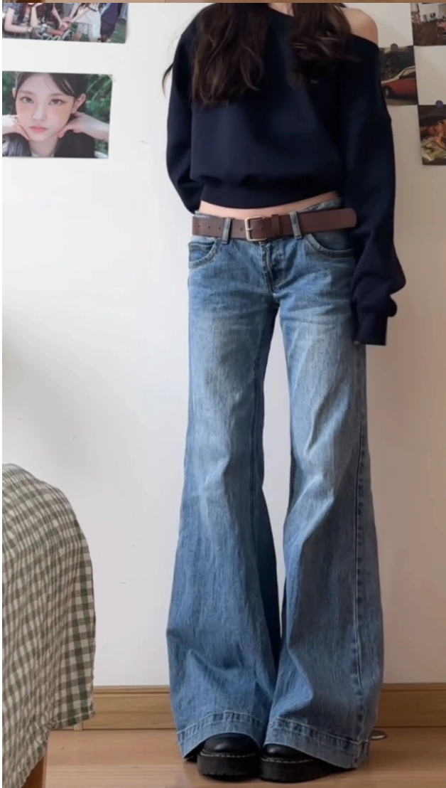 Y2K Vintage Old Money Baggy Flared Jeans