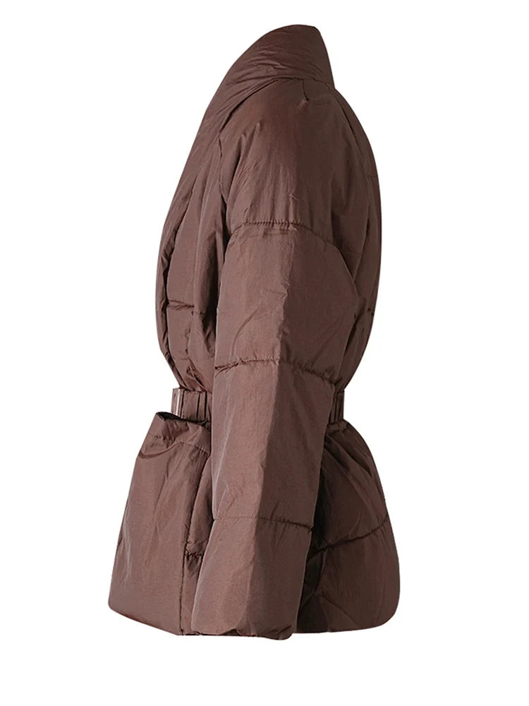 Y2K Waist Belt Padded Parka Coat