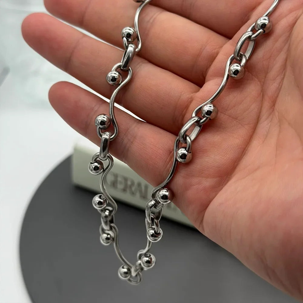 Y2K Wave Ball Chain Necklace