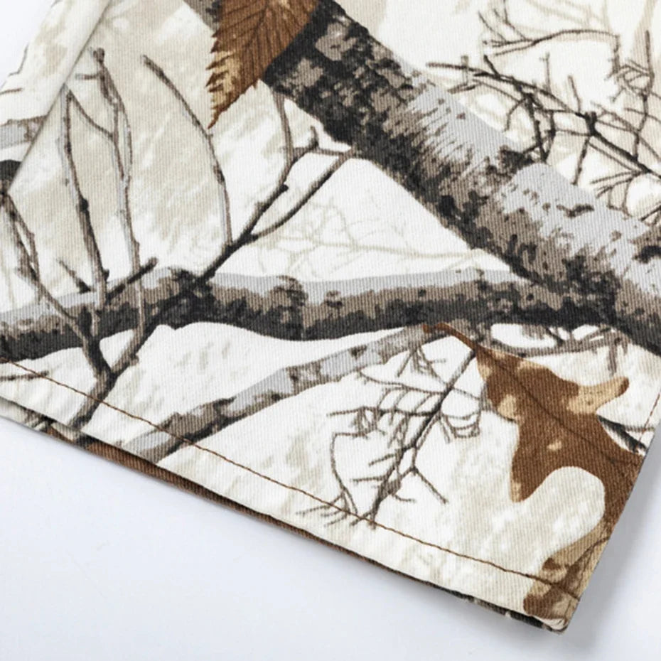 Y2K White Forest Camo Baggy Jeans