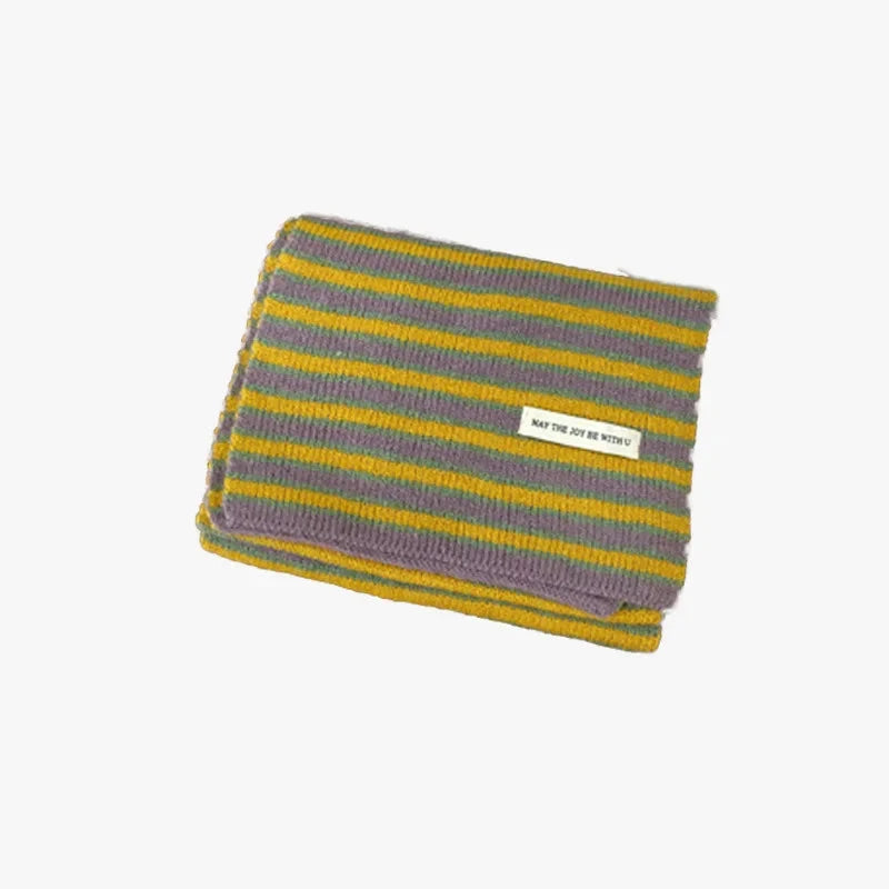 Y2K Womens Knitted Striped Scarf