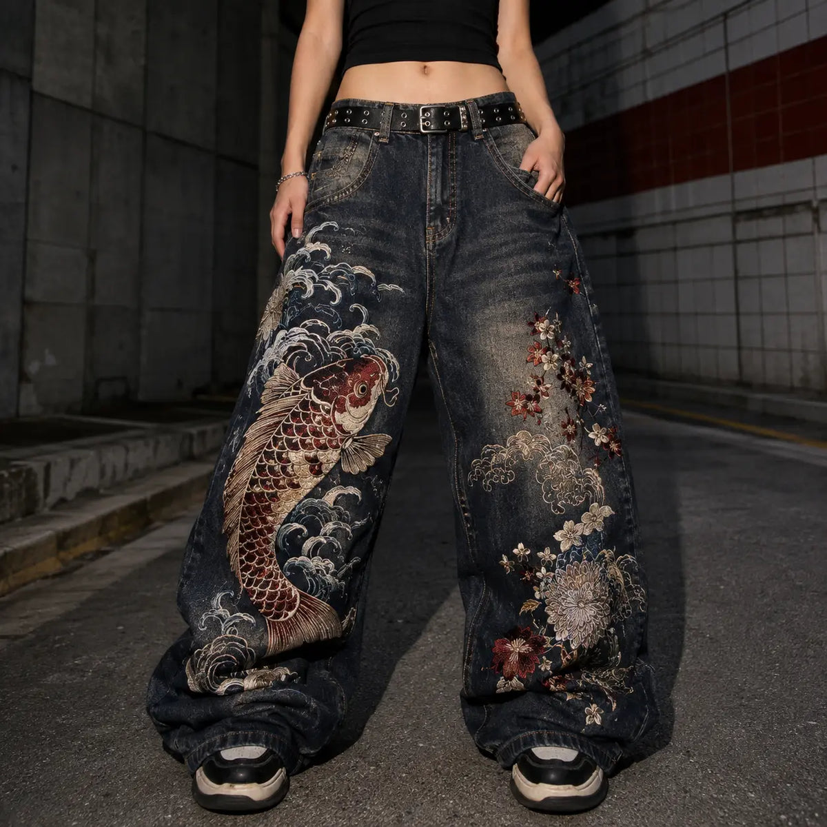 Y2K Japanese Embroidered Denim Jeans