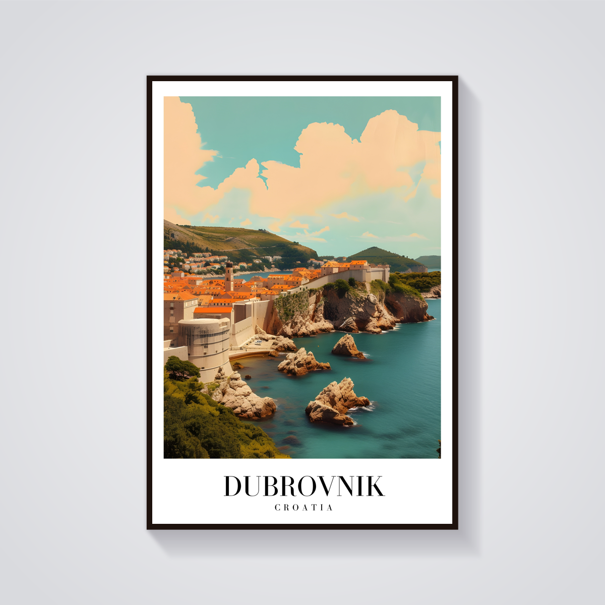Dubrovnik Croatia Vintage Travel Poster
