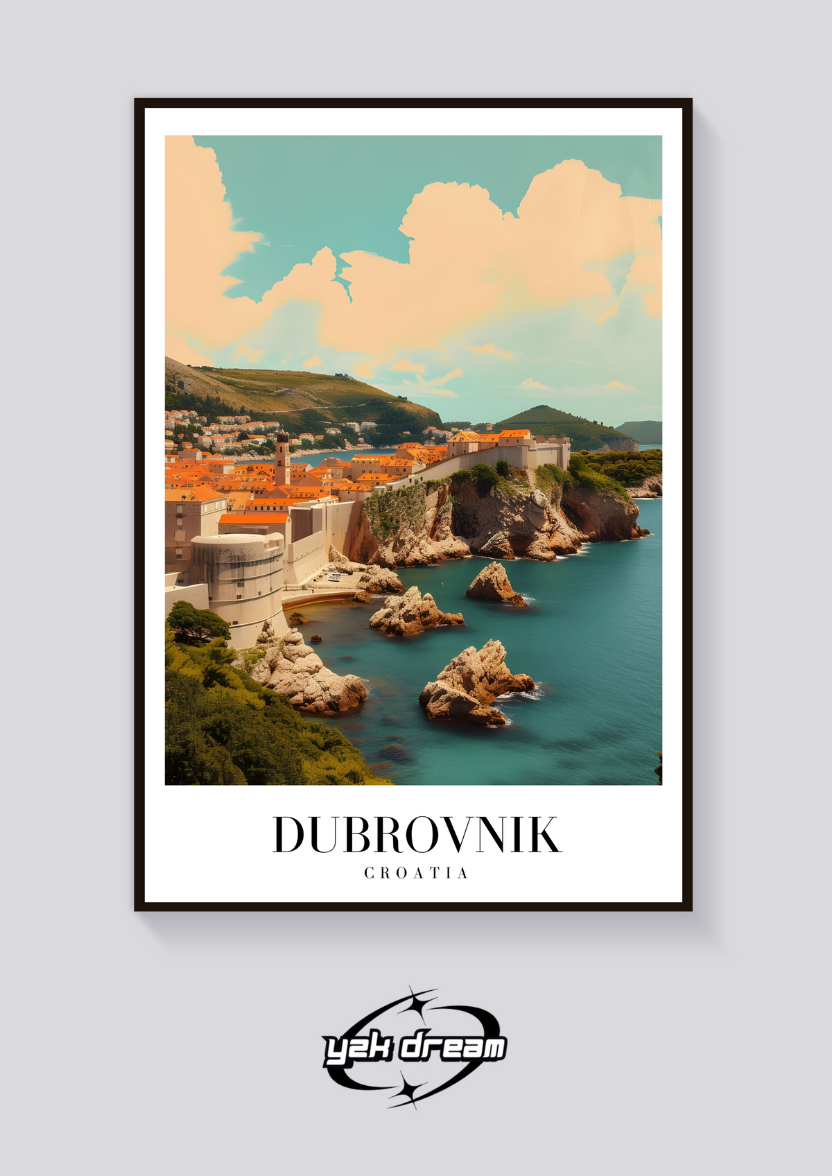 Dubrovnik Croatia Vintage Travel Poster