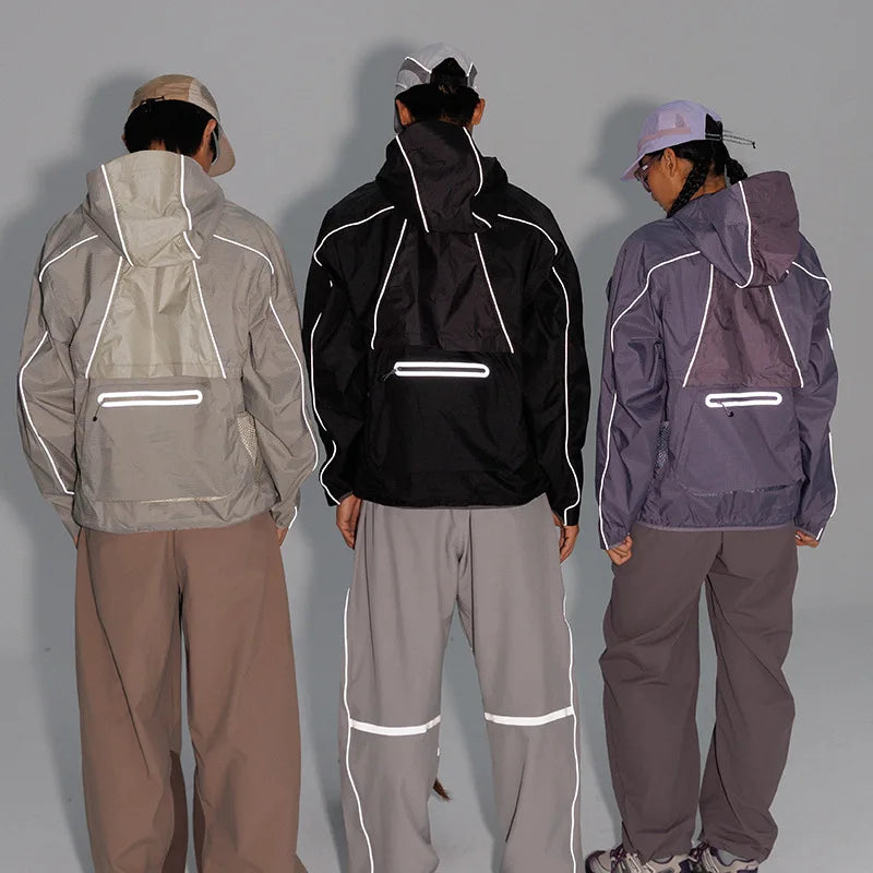 2 Piece Y2K Reflective Waterproof Techwear Jacket Coat
