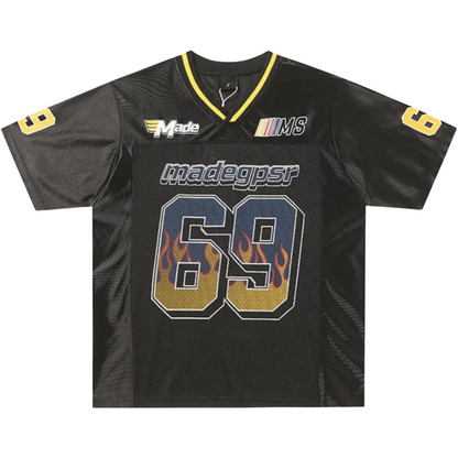 "69 Flame" Graphic Y2K Classic Football Jersey
