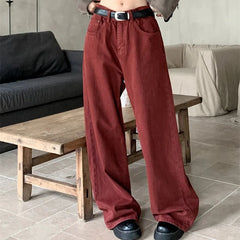 90s Style Y2K Red Baggy Denim Jeans