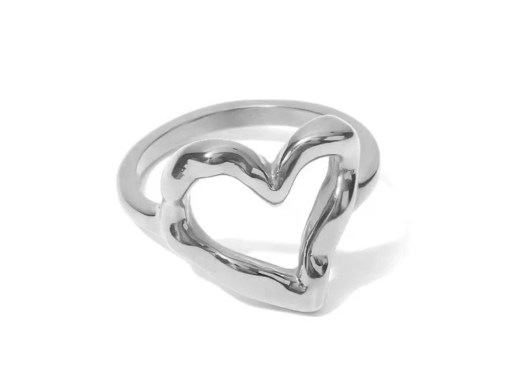 Abstract Love Heart Statement Ring