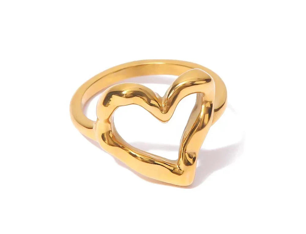 Abstract Love Heart Statement Ring