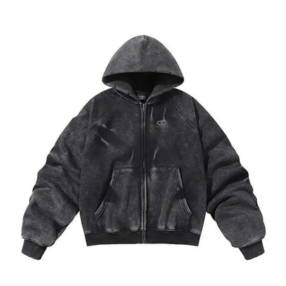 American Vintage Y2K Distressed Gradient Pile Baggy Zip Up Hoodie