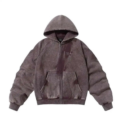 American Vintage Y2K Distressed Gradient Pile Baggy Zip Up Hoodie
