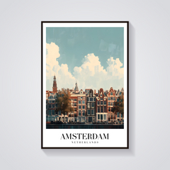 Amsterdam Canal Vintage Poster
