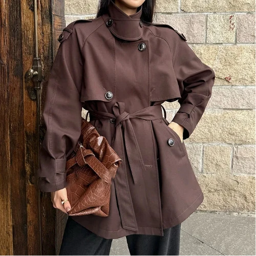Autumnal Y2K Double Breasted Belt Trench Coat