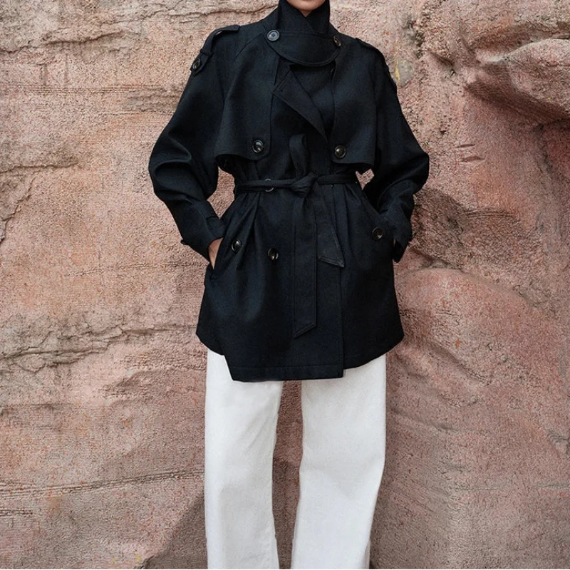 Autumnal Y2K Double Breasted Belt Trench Coat