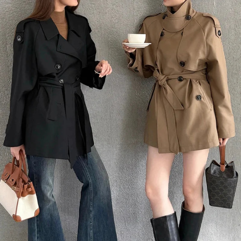 Autumnal Y2K Double Breasted Belt Trench Coat