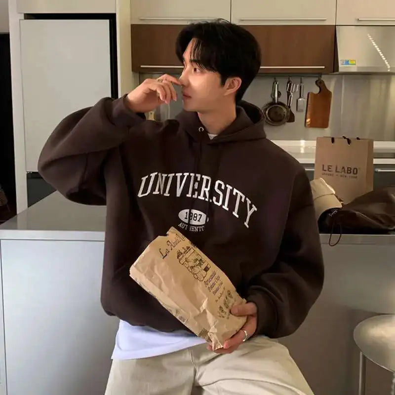 Autumnal Y2K University Letter Embroidered Hoodie