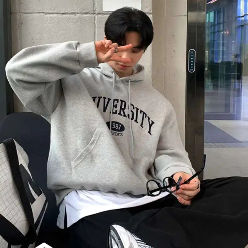 Autumnal Y2K University Letter Embroidered Hoodie