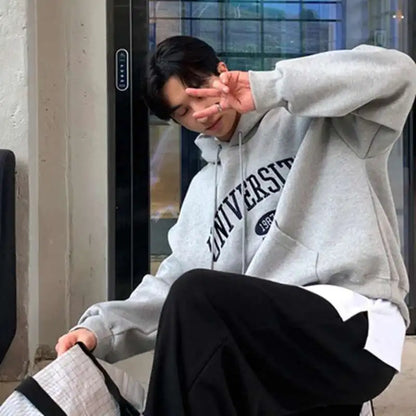 Autumnal Y2K University Letter Embroidered Hoodie
