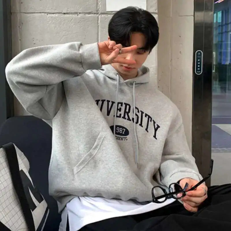 Autumnal Y2K University Letter Embroidered Hoodie