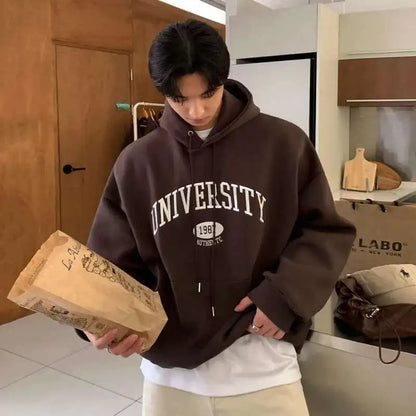 Autumnal Y2K University Letter Embroidered Hoodie