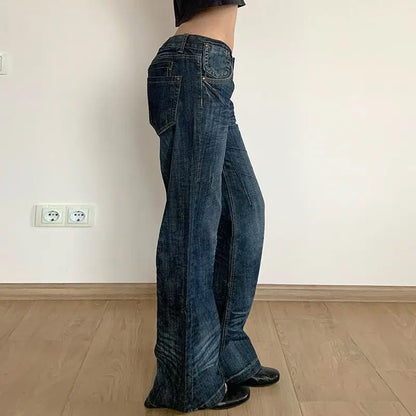 Baggy Grunge Y2K Micro Flare Denim Jeans