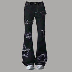 Black Skinny Y2K Low Rise Flared Denim Cargo Jeans