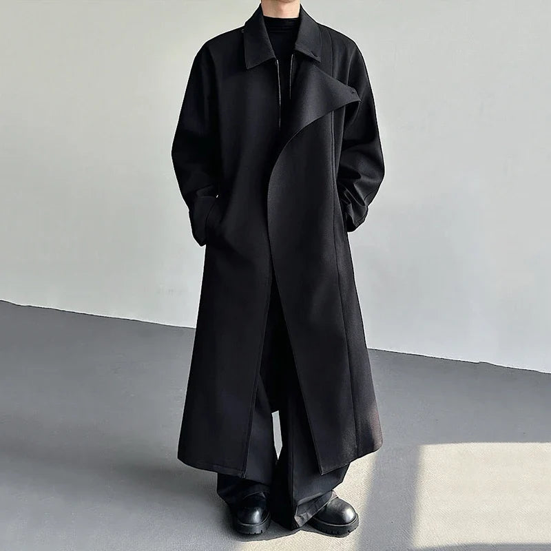 Black Y2K Mens Trench Coat