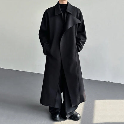 Black Y2K Mens Trench Coat