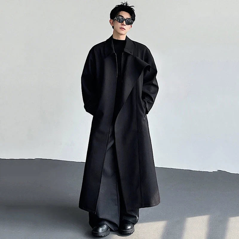 Black Y2K Mens Trench Coat