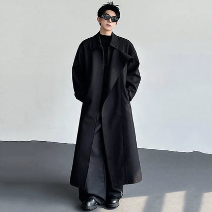 Black Y2K Mens Trench Coat