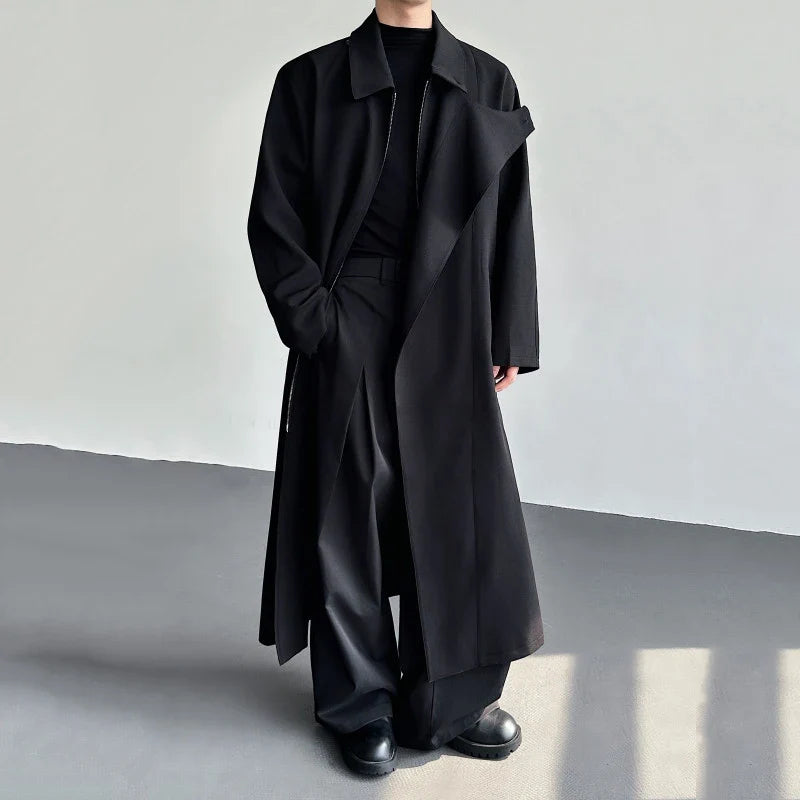 Black Y2K Mens Trench Coat