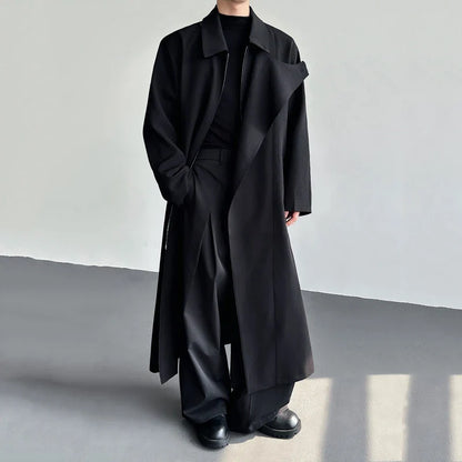 Black Y2K Mens Trench Coat