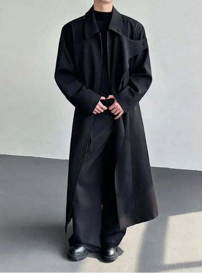 Black Y2K Mens Trench Coat