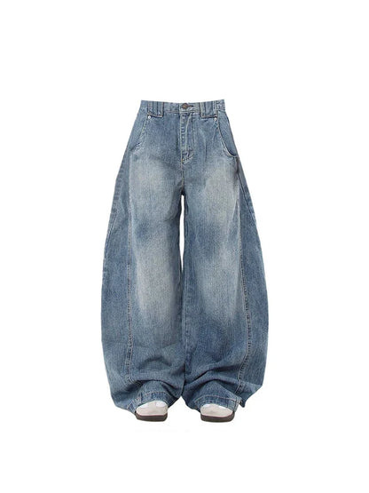 Blue Baggy Y2K Wide Leg Barrel Denim Jeans