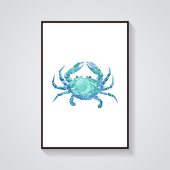 Blue Crab Watercolour Poster