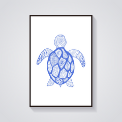 Blue Sea Turtle Art Poster