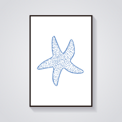 Blue Starfish Line Art Poster
