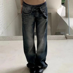 Blue Vintage Y2K Low Waist Baggy Jeans