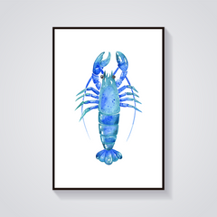 Blue Watercolor Lobster Poster