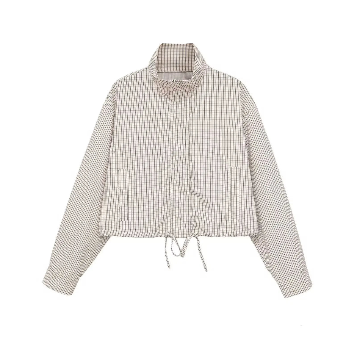 Bow Y2K Plaid Zip Up Windbreaker Jacket
