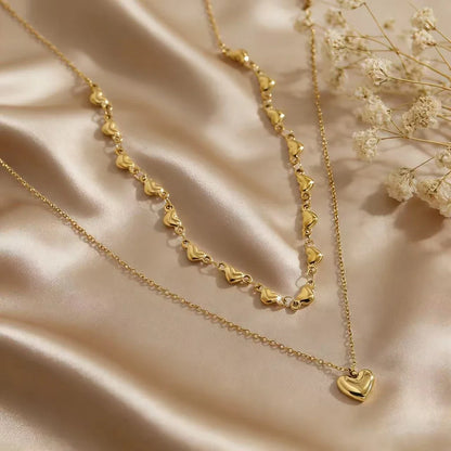 Chic Y2K Love Hearts and Heart Pendant Layered Necklace