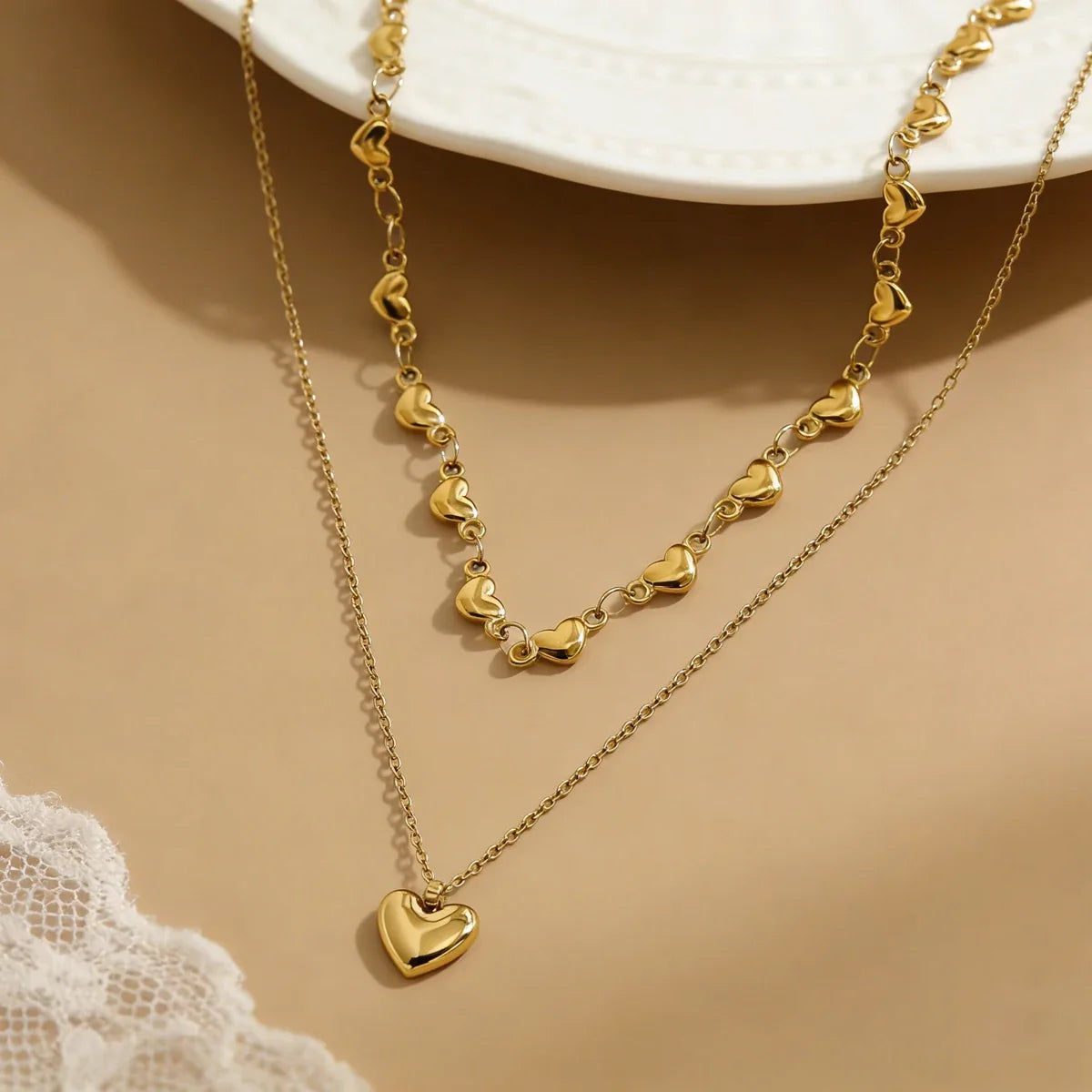 Chic Y2K Love Hearts and Heart Pendant Layered Necklace